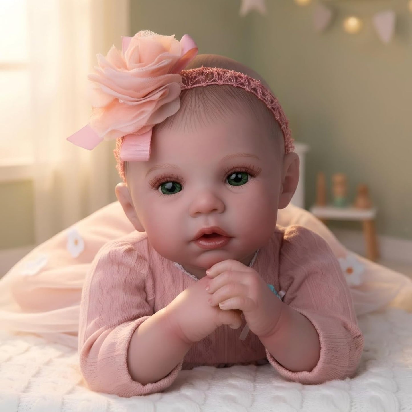 Cloveray Muñeca de bebé Reborn realista de vinilo y tela de 20 pulg...