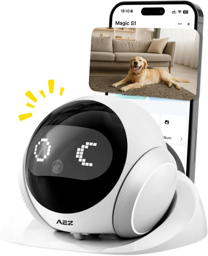 Cámara robot AEZ 1080P HD con lente para mascotas, cámara interior...