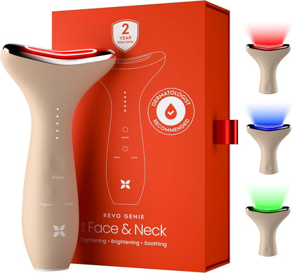 REVO Genie - Masajeador de belleza facial y cuello 3 en 1 con calor...