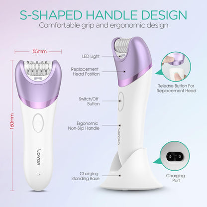 VOYOR Depiladora para mujer, depiladora inalámbrica para mujeres, d...