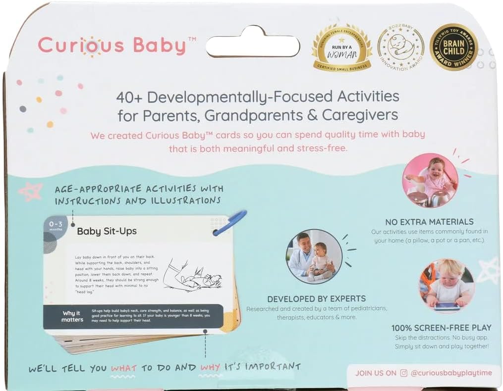 Curious Baby™ Más de 40 actividades galardonadas para Baby & Me (0-12 meses) | Ideas creativas de juego centradas en el desarrollo y estimulantes para bebé y yo | Incluye tarjetas de alto contraste en