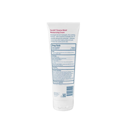 CeraVe Crema hidratante para aliviar el eccema con avena coloidal, manteca de karité y vitamina E para piel seca y alivio de picazón en la piel, sin esteroides y sin parabenos, 8 onzas