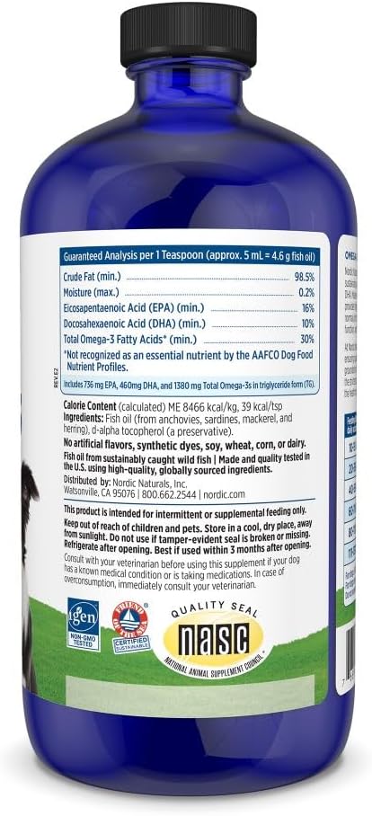 Nordic Naturals Omega-3 para mascotas, sin sabor, 16 onzas, 1380 mg...