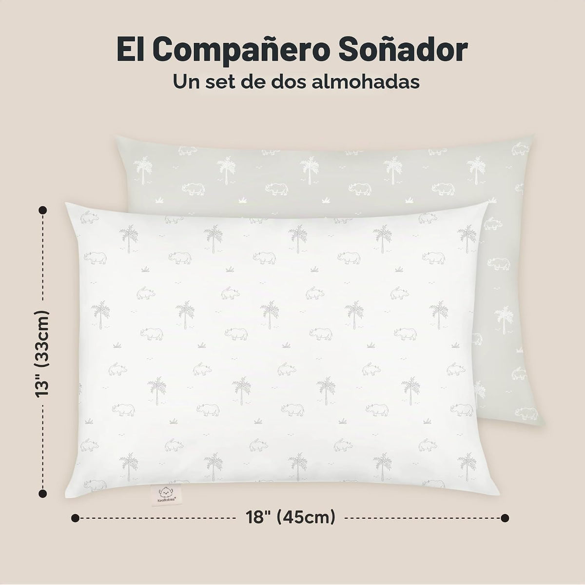 KeaBabies 2pk - Almohadas para niños de 2 años a 5,13 x 18 pulgadas...