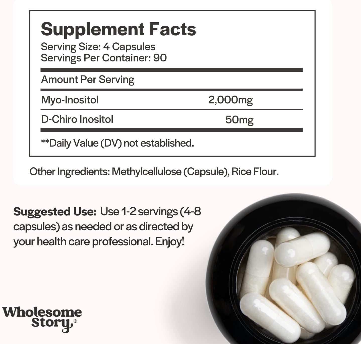 Wholesome Story Suplemento de mio-inositol y D-quiro inositol para...