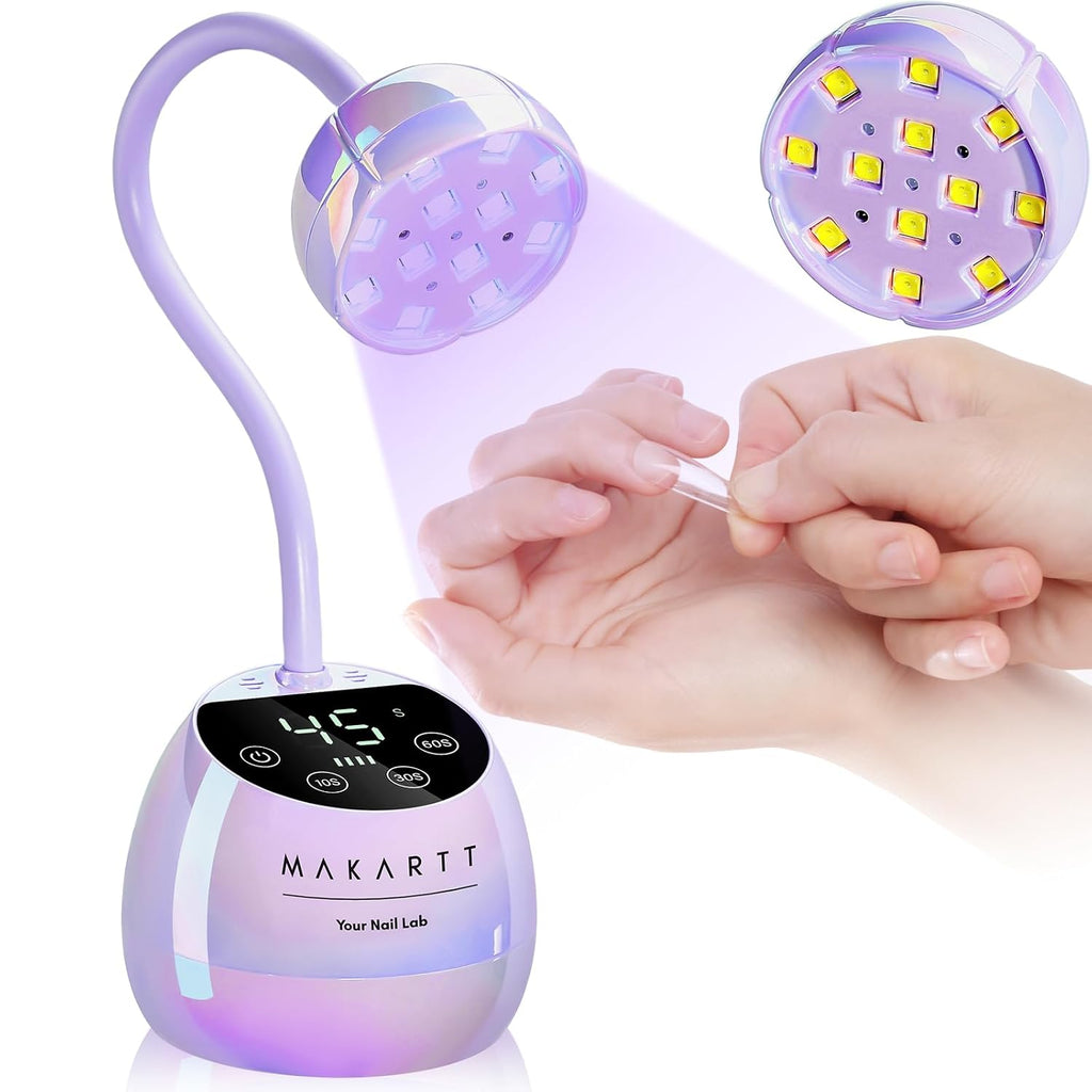 Makartt Lámpara de uñas UV inalámbrica de cuello de cisne para uñas...
