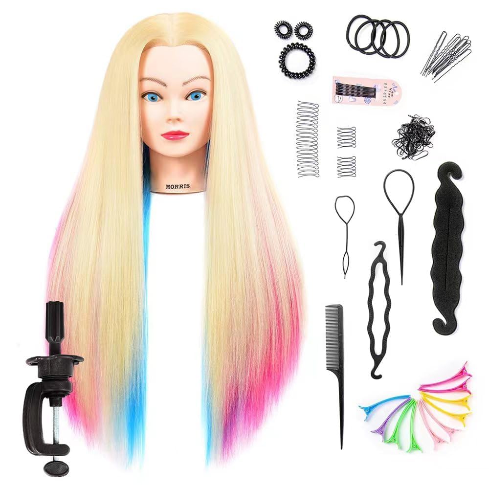 Morris - Cabeza de maniquí de 71 cm para cosmetología con cabello s...