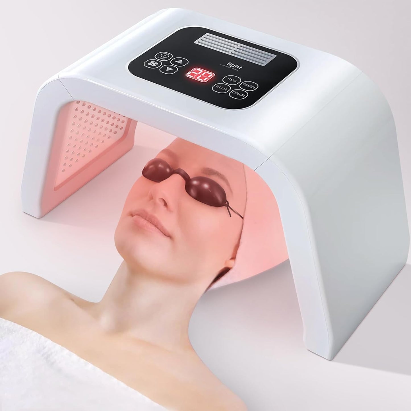 Fxtiaa Máscara Facial LED de Terapia de Luz, 7 en 1, Máscara Facial...