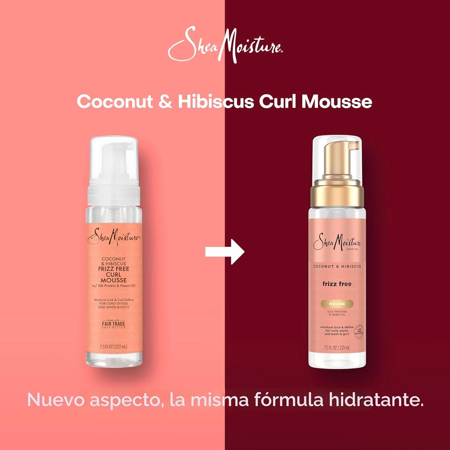 Espuma para rizos SheaMoisture de coco y hibisco para control del e...