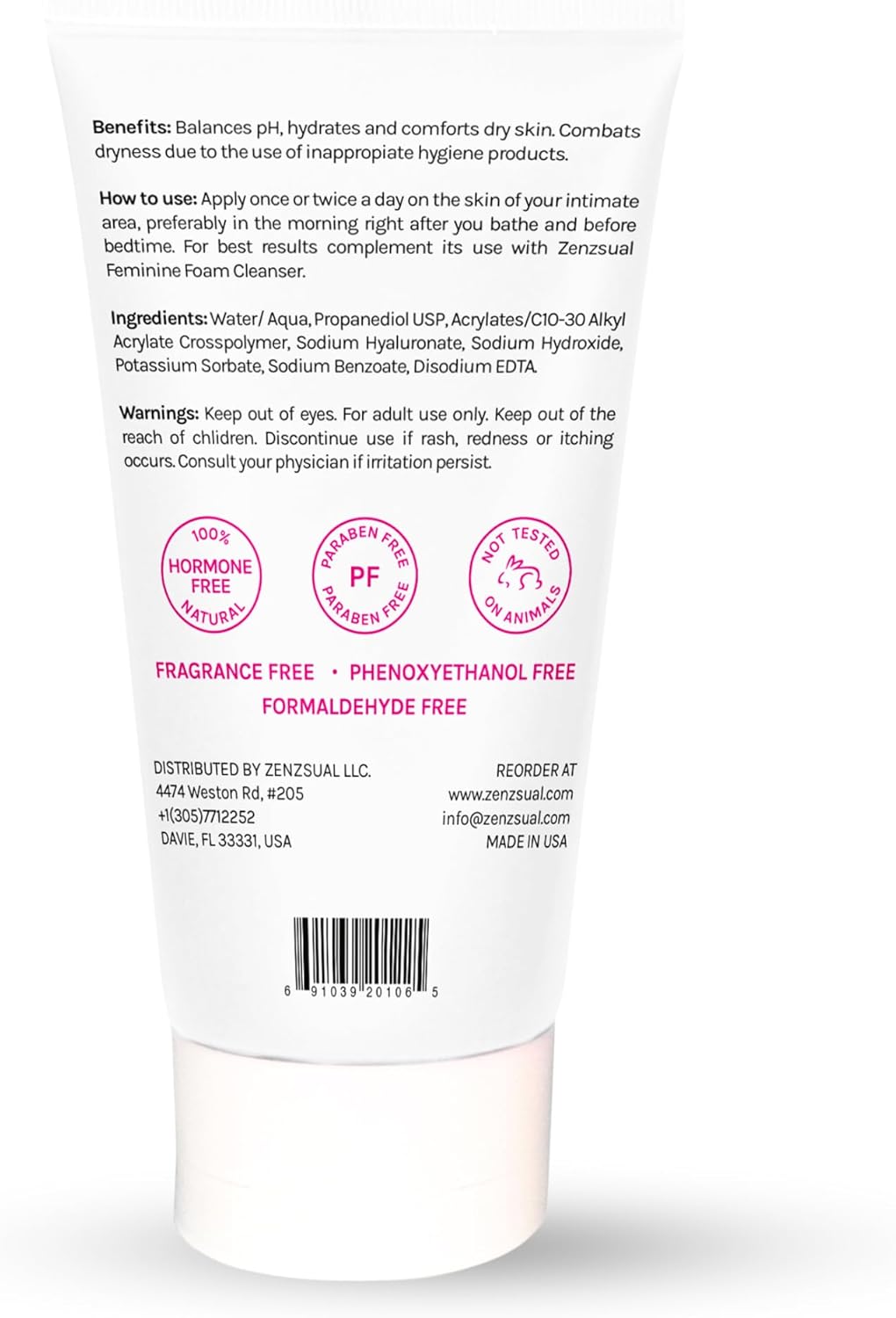 ZENZSUAL Gel hidratante femenino con ácido hialurónico \u2013 Gel a...
