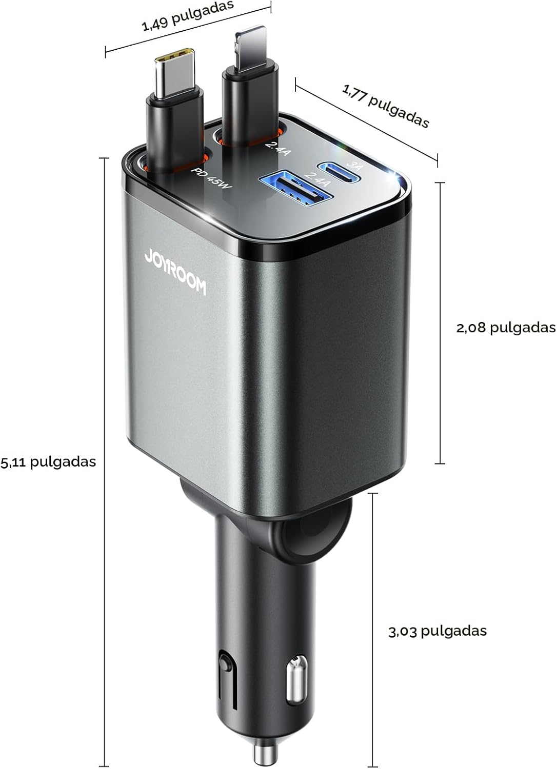 [2026 Ultra-compacto] JOYROOM Cargador retráctil para automóvil de...