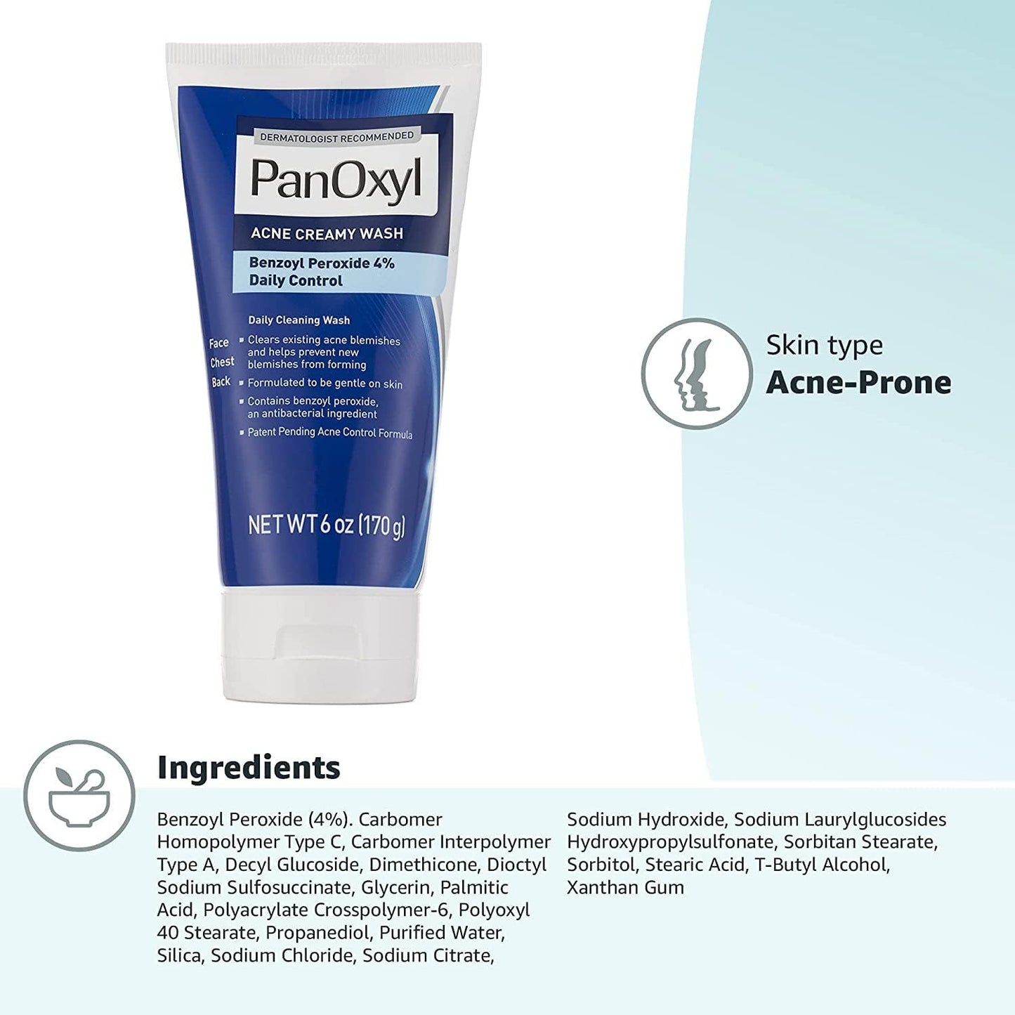 PanOxyl Crema de lavado cremosa antimicrobiana hidratante contra el...
