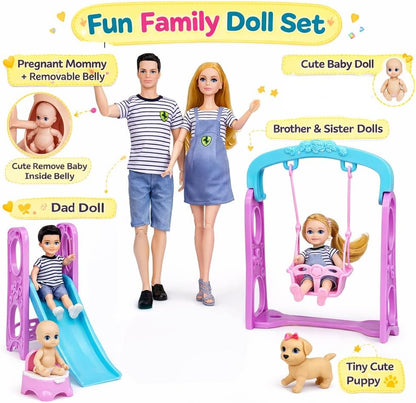 Familydolls Juego de 6 muñecas embarazadas con bebé extraíble, jueg...