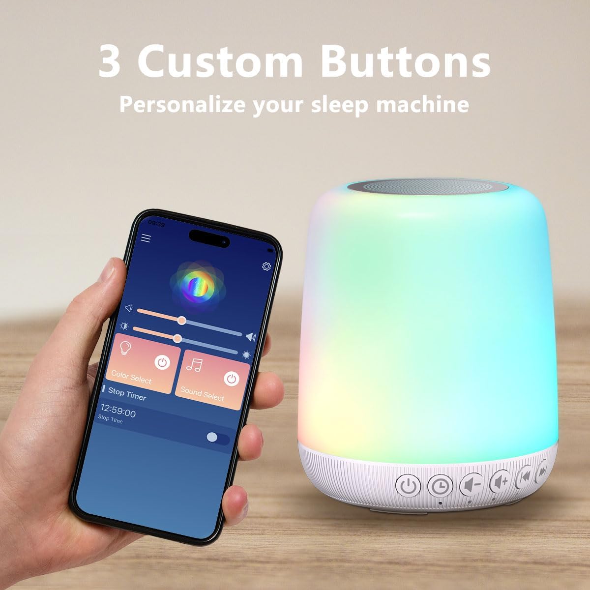 Máquina de sonido de ruido blanco para dormir, máquina de sonido po...