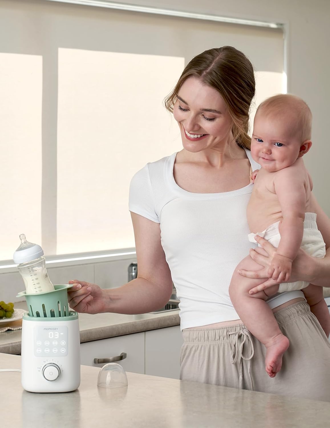 Momcozy Calentador de biberones para leche materna, alimentos de fórmula de leche materna, nutrientes más completos conservados, calor rápido, luz nocturna para lactancia nocturna, fácil de usar con