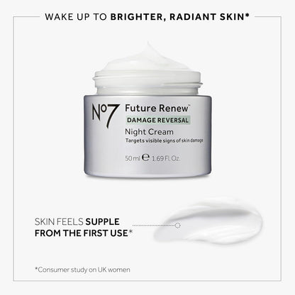 No7 Crema de noche Future Renew Damage Reversal - Hidratante facial antienvejecimiento - Infundido con tecnología peptídica para revertir los signos visibles de daño - Reparación de barrera cutánea