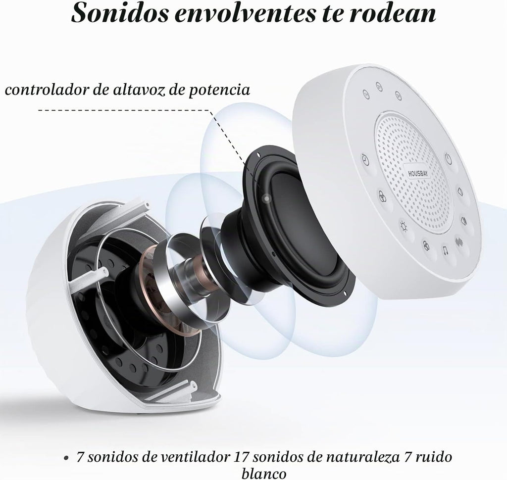 HOUSBAY Máquina de sonido brilla con ruido blanco para dormir, luz...