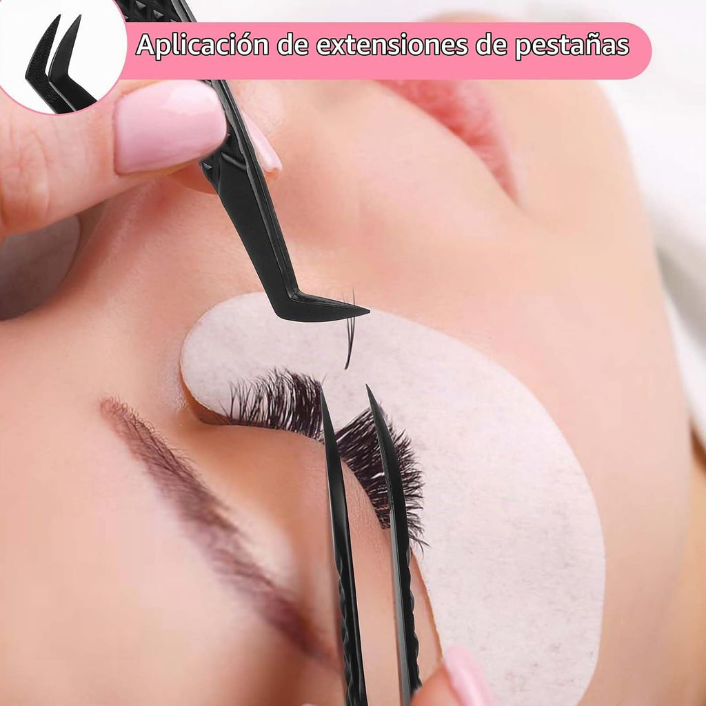 VEYES INC Pinzas de pestañas para extensiones de pestañas, pinzas d...