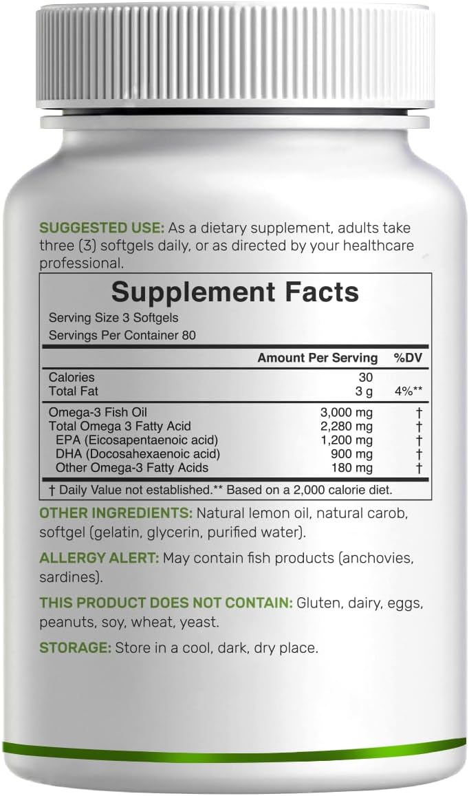 DEAL SUPPLEMENT Suplementos de Aceite de Pescado Omega 3, 3,000mg p...