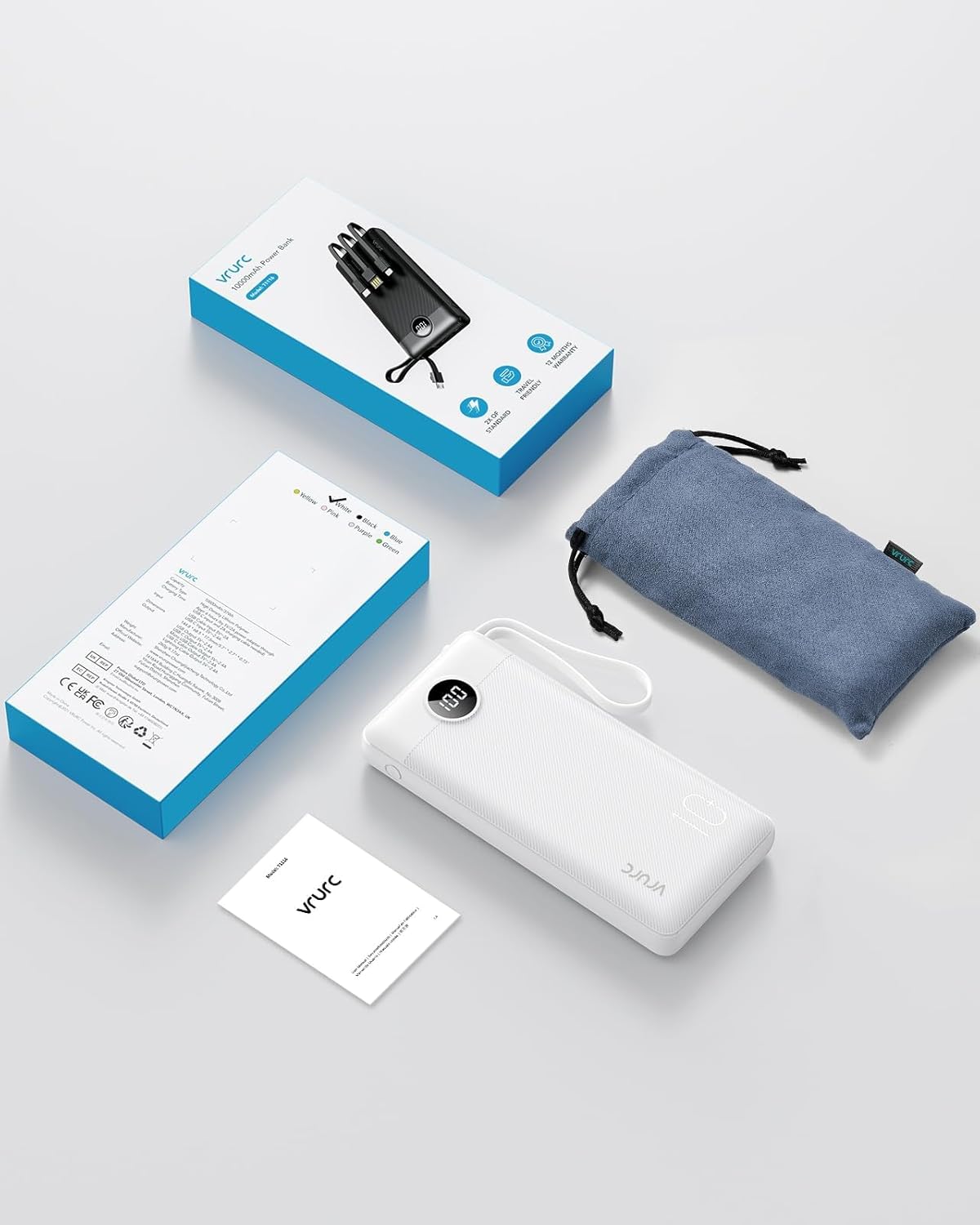 VRURC Cargador Portátil Power Bank, Paquete de Batería Esencial de...