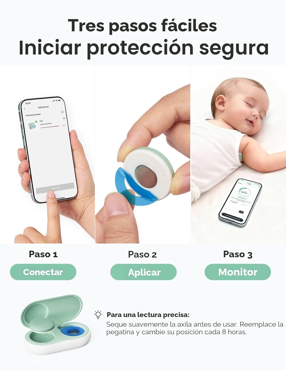 Momcozy Termómetro digital portátil para bebé, termómetro inteligen...