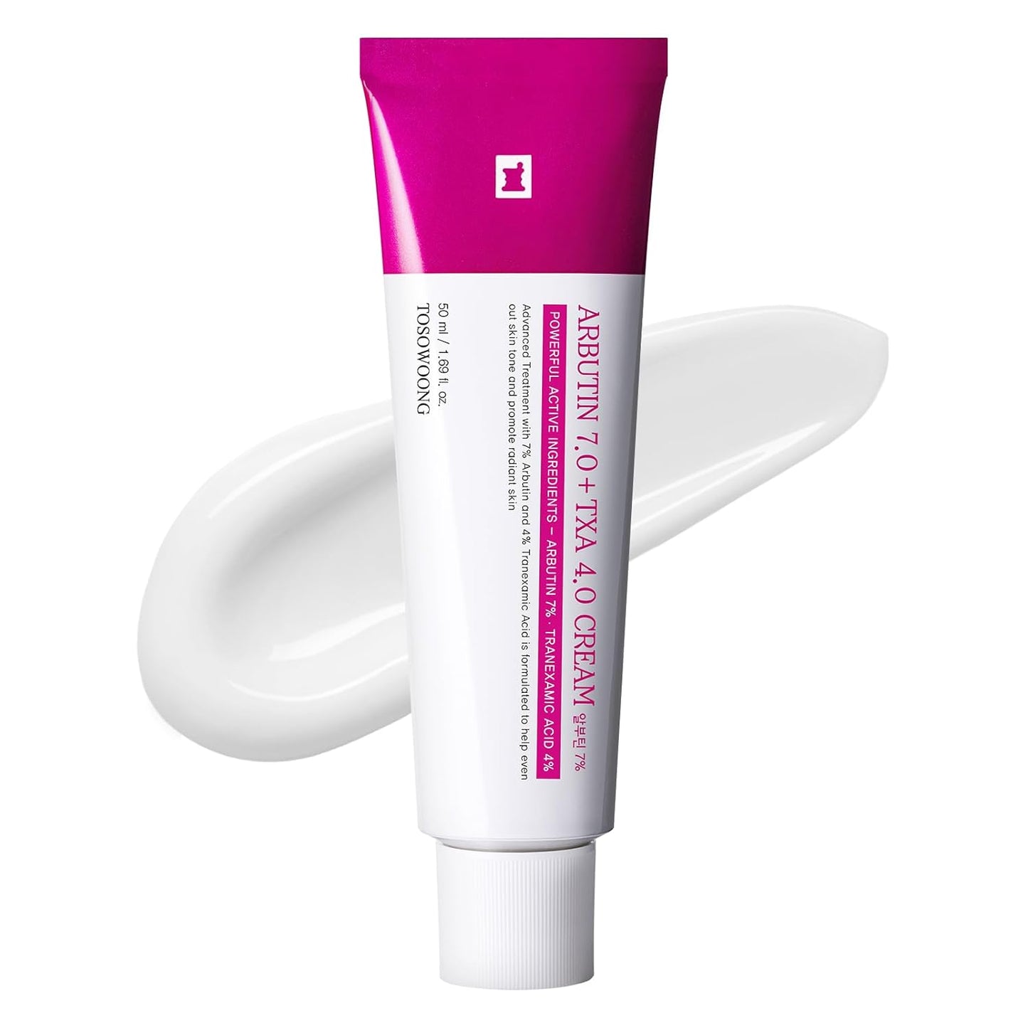 TOSOWOONG Arbutin 7% + Ácido Tranexámico 4% Crema, 70,000ppm Arbutin, 40,000ppm TXA, Niacinamida, Glutatión, Manchas Oscuras, Pecas, Imperfecciones, Pigmentación, Cuidado de la Piel Coreana, 50ml