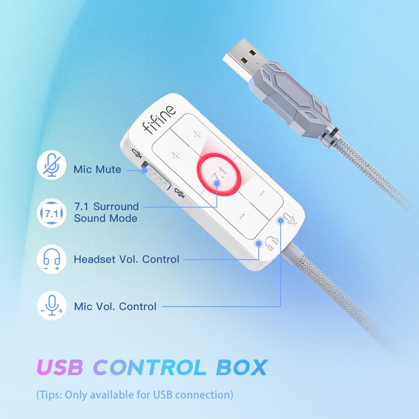 FIFINE Auriculares USB para juegos de PC con conector de audio de 3...