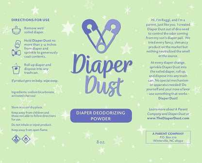 Diaper Dust - Polvo desodorante para pañales con carbón activado -...