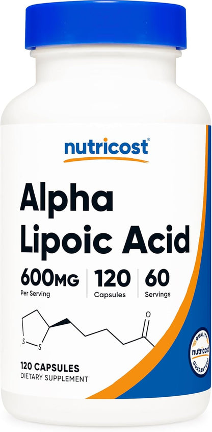 Suplemento Nutricost Ácido Alfa Lipoico 600 mg por porción, 120 cáp...
