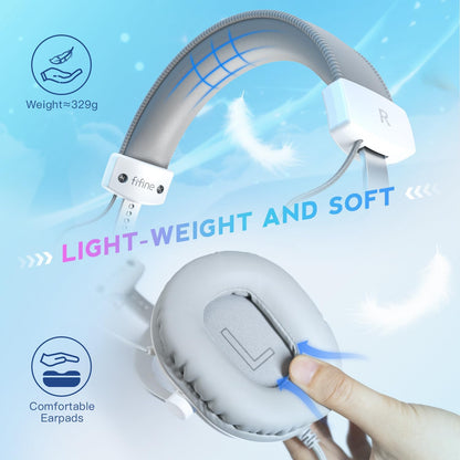 FIFINE Auriculares USB para juegos de PC con conector de audio de 3...