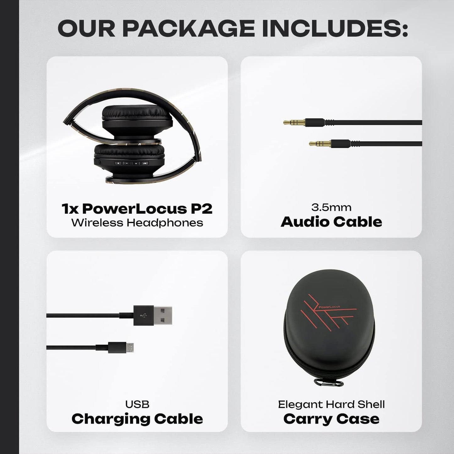 PowerLocus Auriculares Bluetooth sobre la oreja, auriculares inalám...
