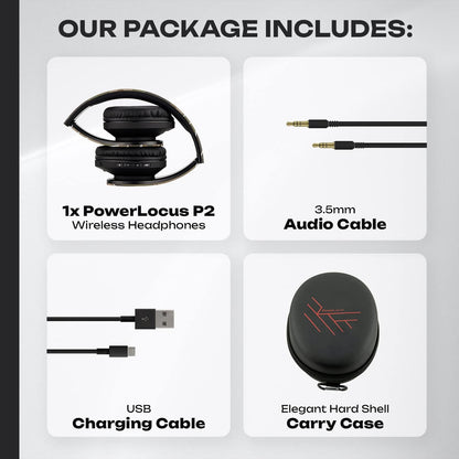 PowerLocus Auriculares Bluetooth sobre la oreja, auriculares inalám...