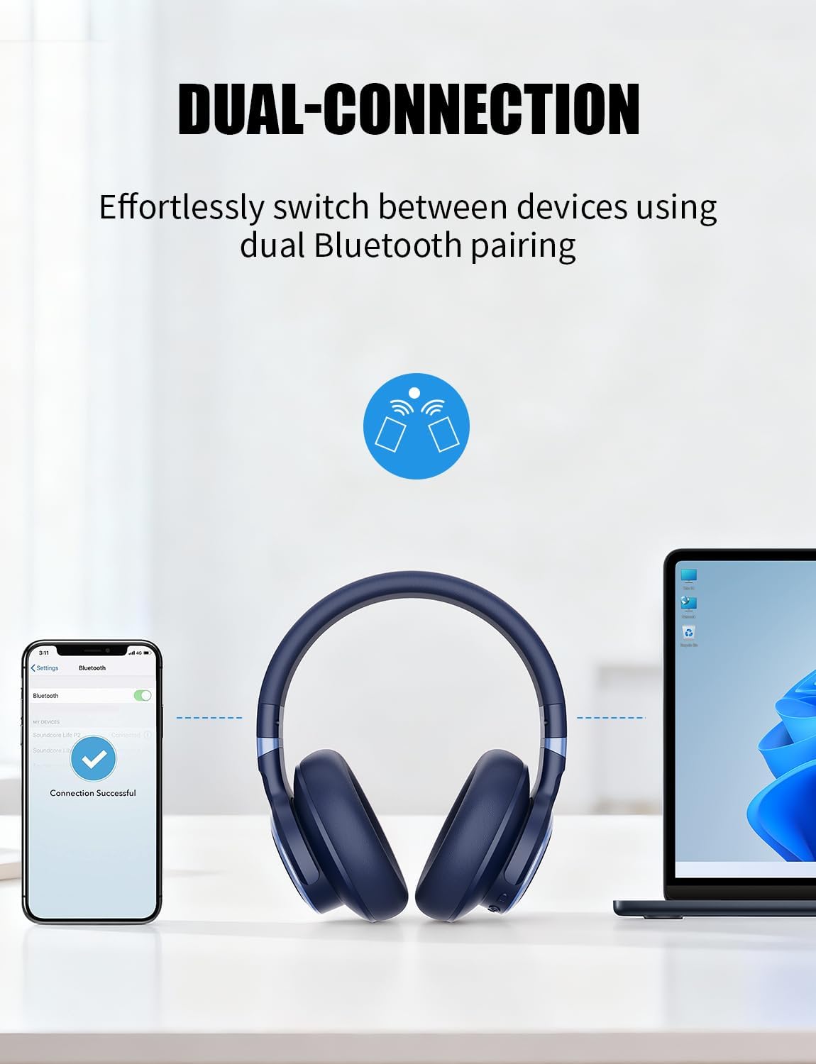 KVIDIO Auriculares con cancelación activa de ruido, 70 horas de rep...