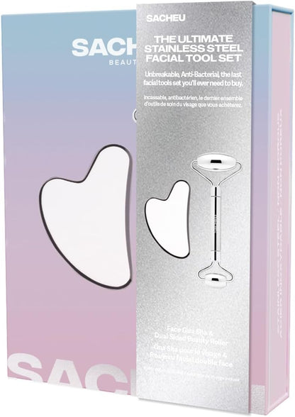 Sacheu Gua Sha Facial Tools - Paquete de raspador muscular de acero...