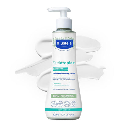 Mustela Stelatopia+ - Crema Reparadora de Lípidos - Hidratante para Piel con Tendencia al Eczema - Con Aceite Natural de Girasol y Prebiótico - Verificado por EWG - Para Bebés, Niños y Adultos - Sin