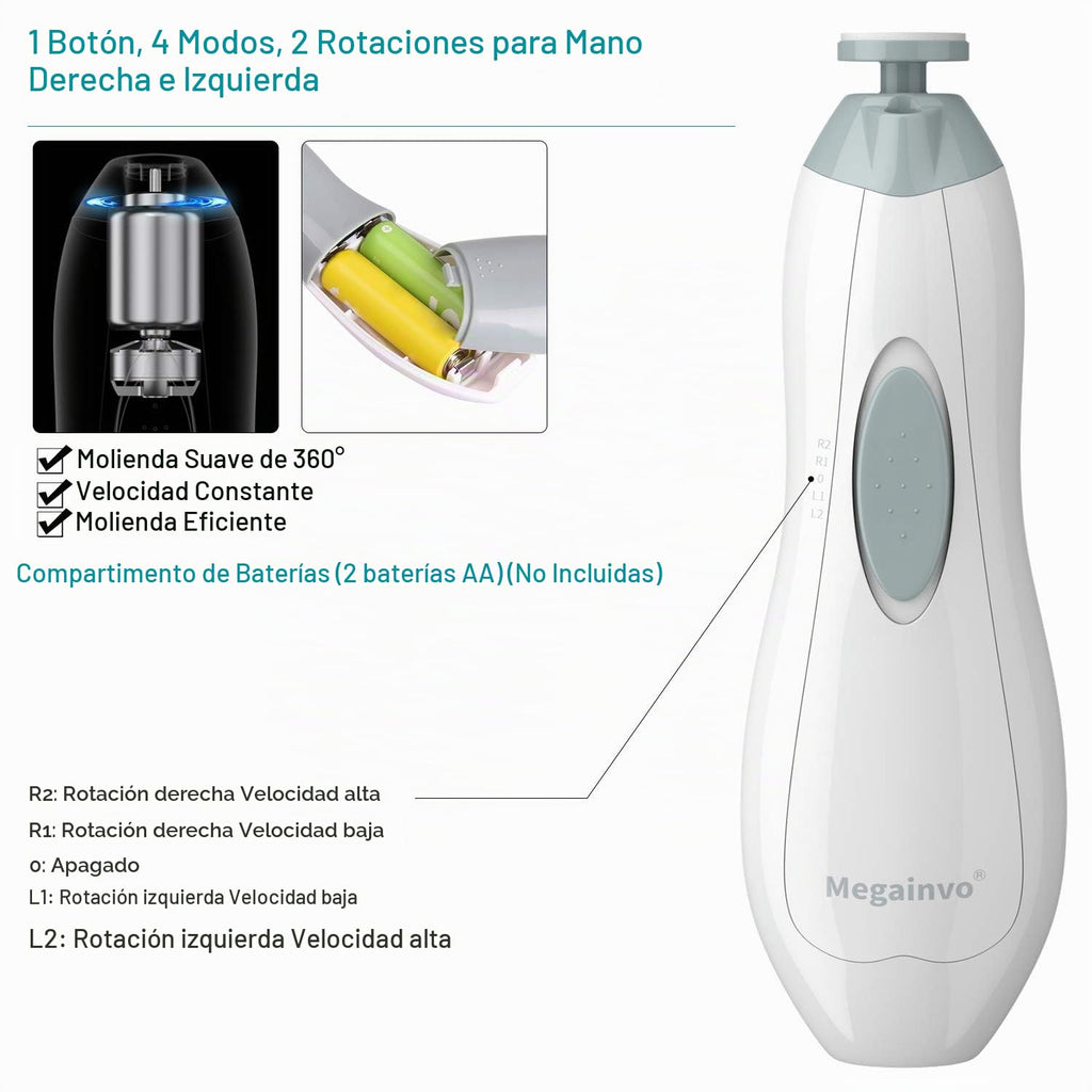 Cortador de uñas eléctrico para bebés con luz LED, 10 cabezales de...