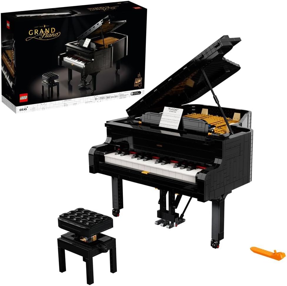 LEGO Ideas Grand Piano 21323 - Juego de construcción de modelos para adultos, kit coleccionable de decoración del hogar, regalo para amantes de la música con funciones motoras y de potencia
