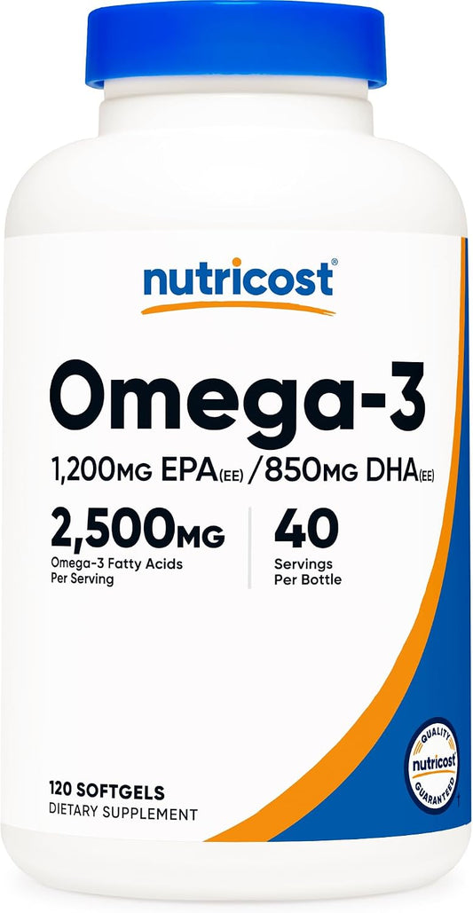 Nutricost Aceite de Pescado Omega 3 - 2500 mg, 120 cápsulas blandas...