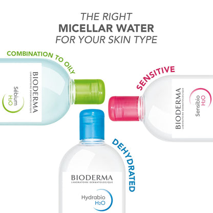Bioderma Hydrabio DUO H2O - Limpiador de agua micelar y desmaquillante para pieles sensibles deshidratadas, 33.4 onzas líquidas