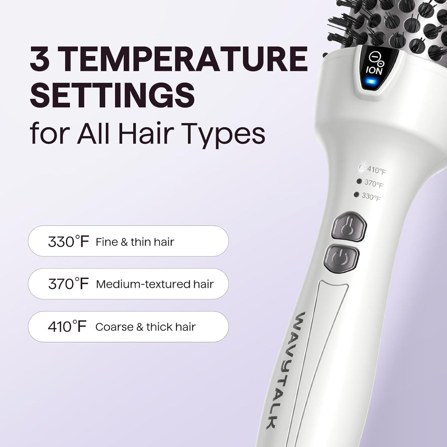 Wavytalk Cepillo térmico, cepillo redondo térmico iónico de 1.5 pul...