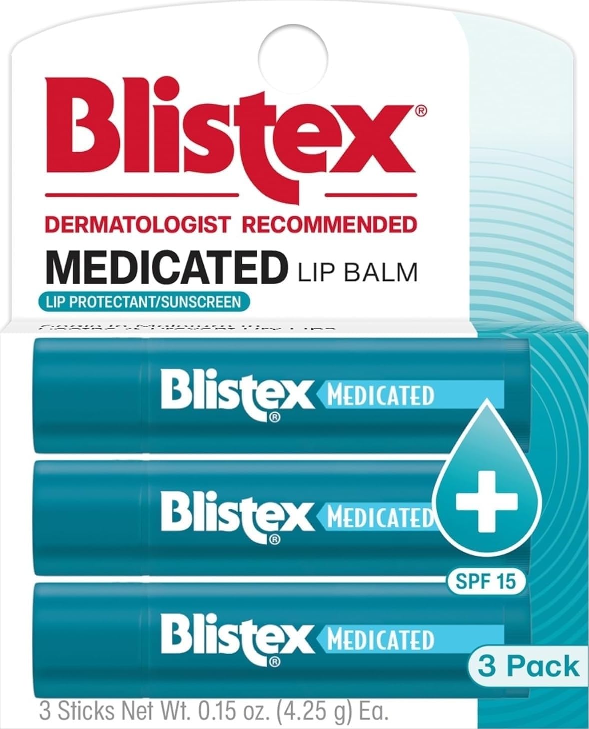 Blistex Bálsamo labial medicado, 0.15 onzas, 3 unidades (paquete de...