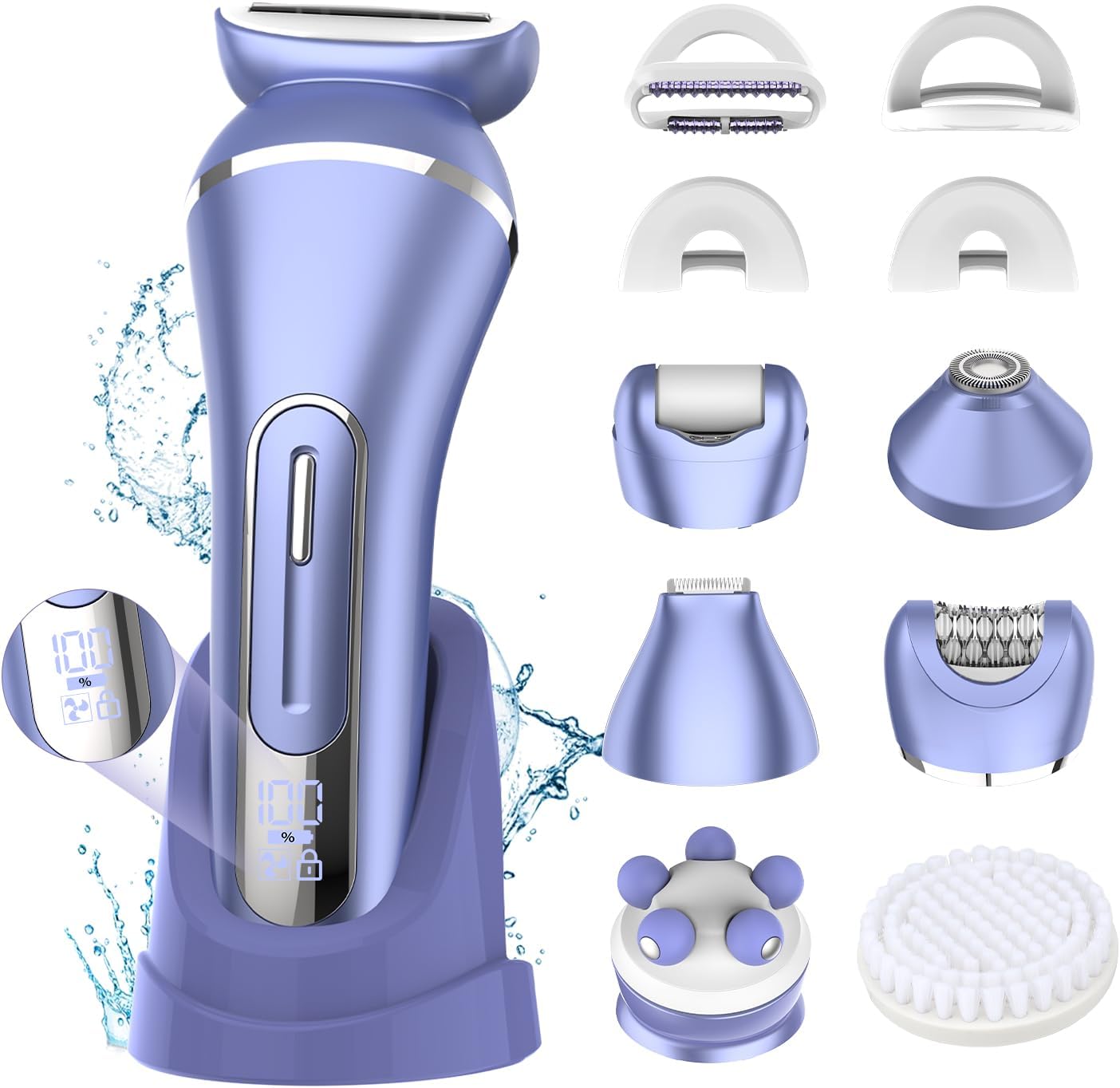 Afeitadoras eléctricas para mujer, kit de depilación 7 en 1 con dep...