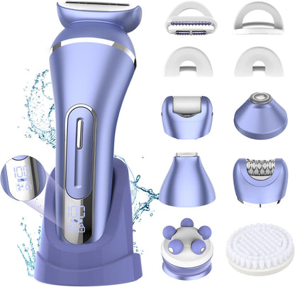 Afeitadoras eléctricas para mujer, kit de depilación 7 en 1 con dep...
