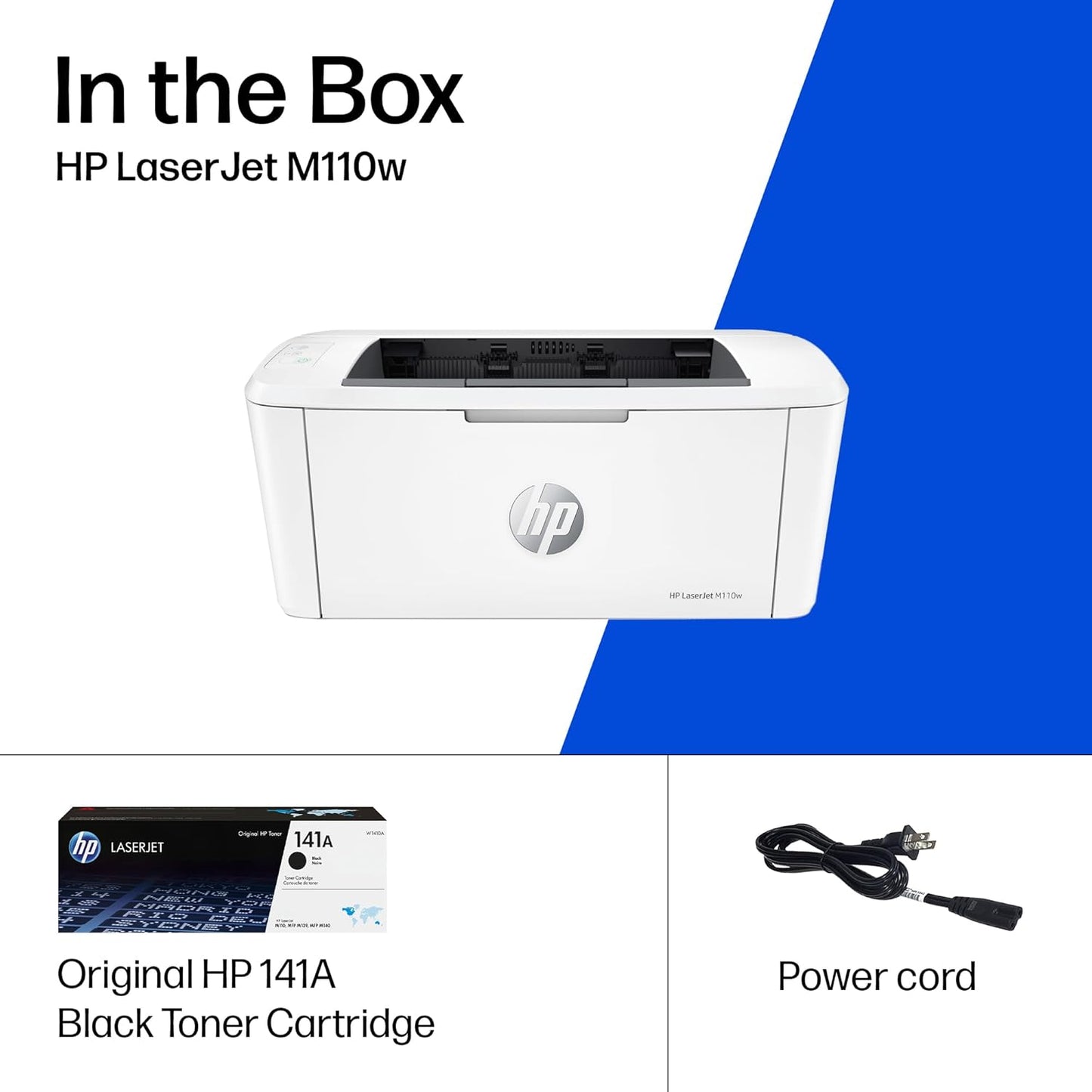 Impresora inalámbrica en blanco y negro HP LaserJet M110w, impresión, velocidades rápidas, configuración fácil, impresión móvil, ideal para equipos pequeños
