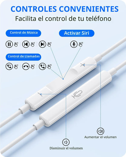 2 paquetes de auriculares USB C para iPhone 17 16, auriculares con...