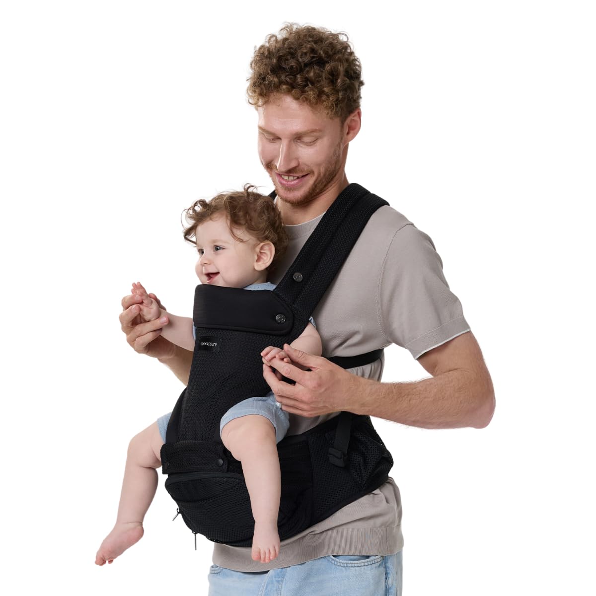 Momcozy Portabebés con asiento de cadera, transporte orientado haci...