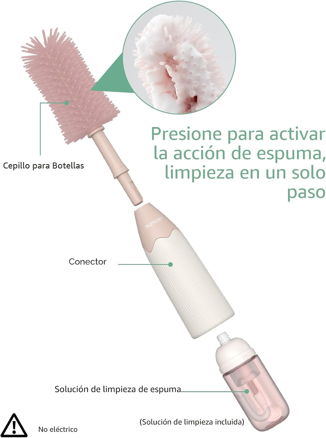 Momcozy Kit de Cepillos para Biberón, Diseño Innovador de Presionar...