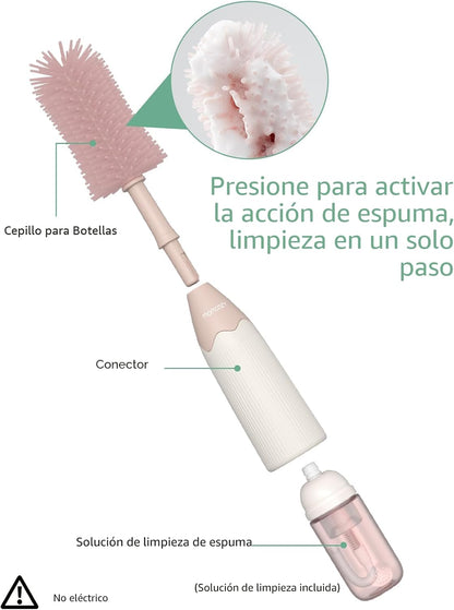 Momcozy Kit de Cepillos para Biberón, Diseño Innovador de Presionar...