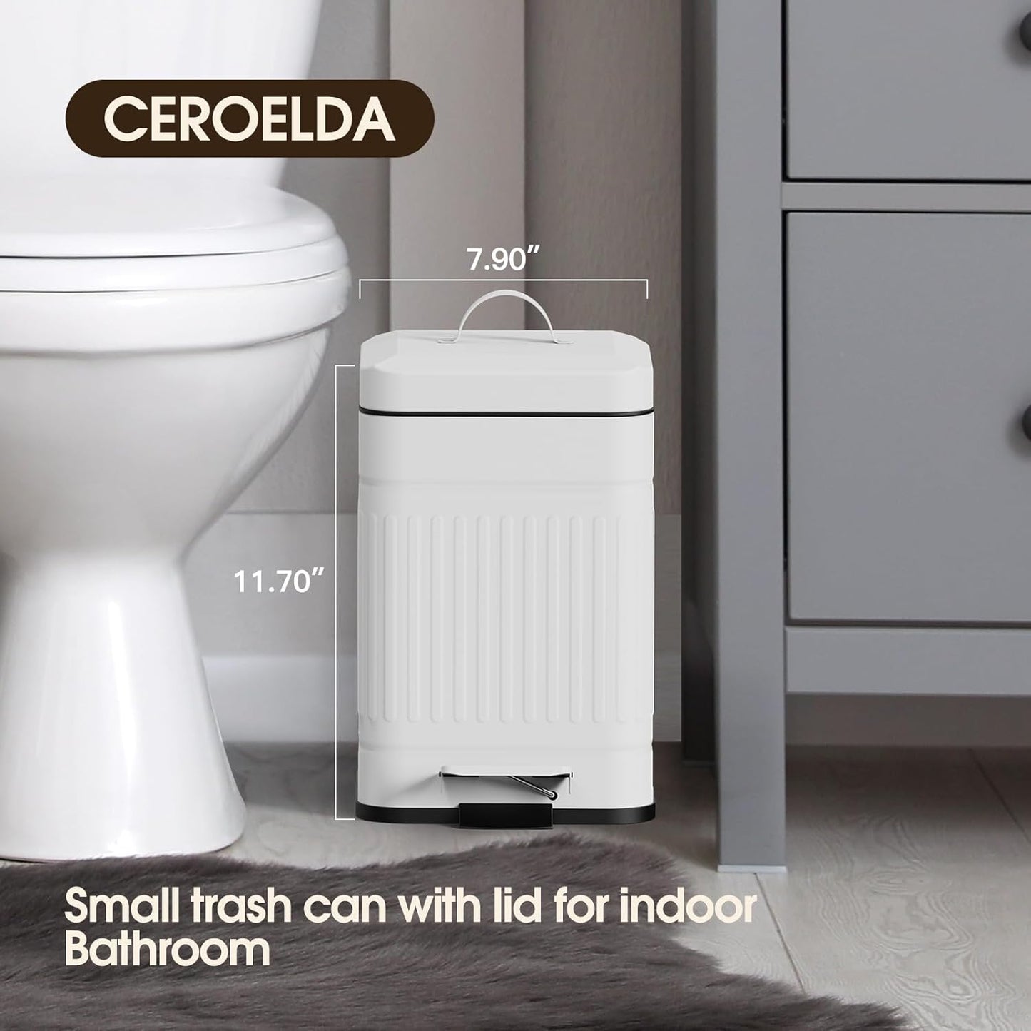 CEROELDA Cubo de basura pequeño con tapa de 5 litros\/1.3 galones,...