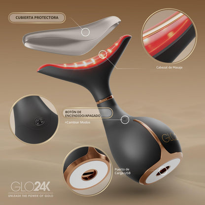 GLO24K - Dispositivo de belleza facial y cuello con luz roja, herra...